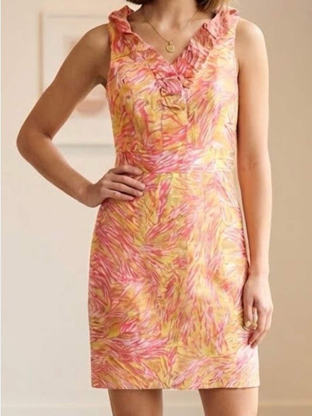 Just...Taylor Pink and Gold Halter Sundress Cocktail Mini